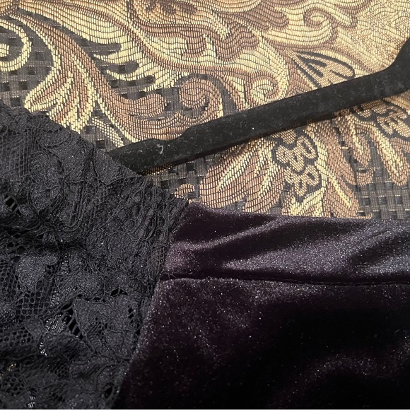 WHBM Black Velvet Mini  Dress with Lace Sleeves worn once - Picture 13 of 14